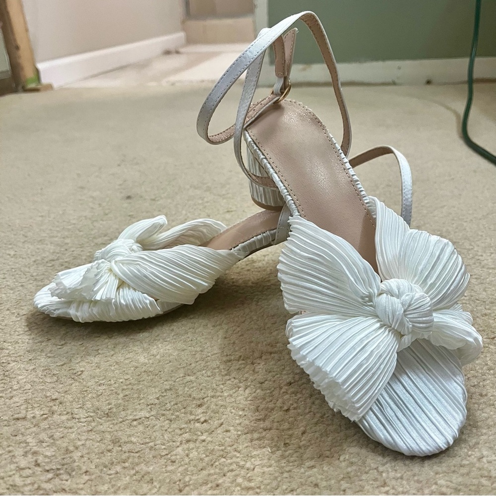 White Satin Rouched Heels